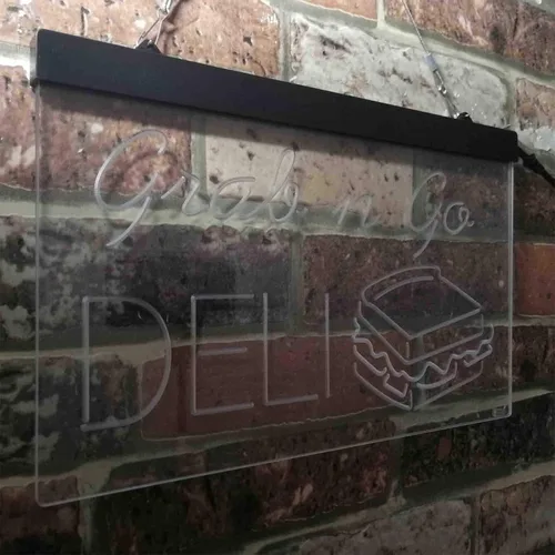 Vista 4 de ADVPRO Grab n Go Deli Café - Letrero de neón LED de doble color, azul y rojo, 24 x 16 pulgadas st6s64-i3835-br