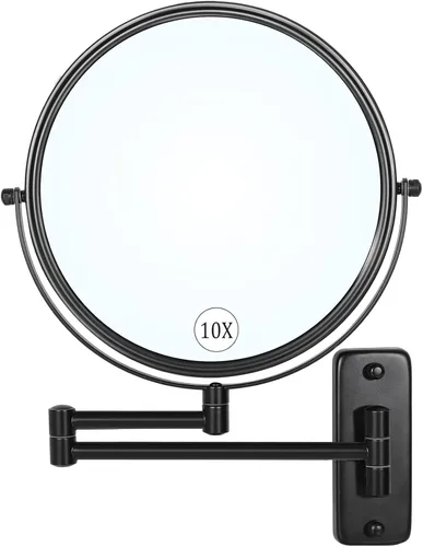 Vista 12 de Espejo de maquillaje de mesa de gran tamaño con aumento, espejo de tocador giratorio de 360° de doble cara de 9 pulgadas, espejo de aumento 1X/10X
