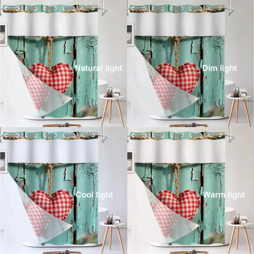 Vista 770 de Shrahala Father and Child Embracing No Hooks Shower Curtain with Snap in Liner Set, Tender Moment Captured Bathroom Décor Polyester Fiber Waterproof