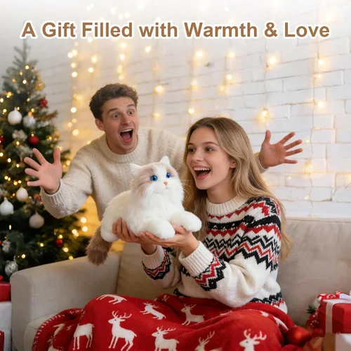 Vista 6 de Chongker Animales de peluche para microondas y pesados, 2 libras de peluche con calefacción de gato con almohadilla térmica extraíble sin perfume