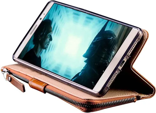 Vista 7 de KGFCE Funda con tapa para Apple iPhone 14 Pro de 6.1 pulgadas, cartera con cremallera para muñecas tarjetero Característica de cuero genuino funda