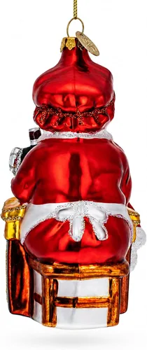 Vista 5 de Adorno navideño de cristal de la señora Claus y la máquina de coser