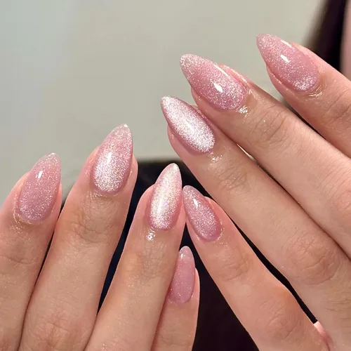 Vista 12 de Qsnidy - Uñas postizas a presión en forma de almendra, uñas falsas marrones y nude francesas de tamaño mediano, uñas acrílicas de cobertura completa