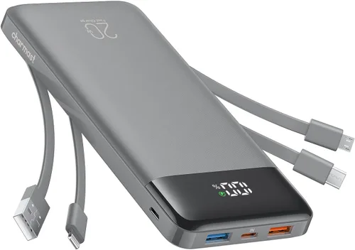 Vista 11 de Charmast 20000mAh Cargador Portátil con Cables Integrados, Banco de Energía de 22.5W para Viajes con Carga Rápida, Batería Externa USB C