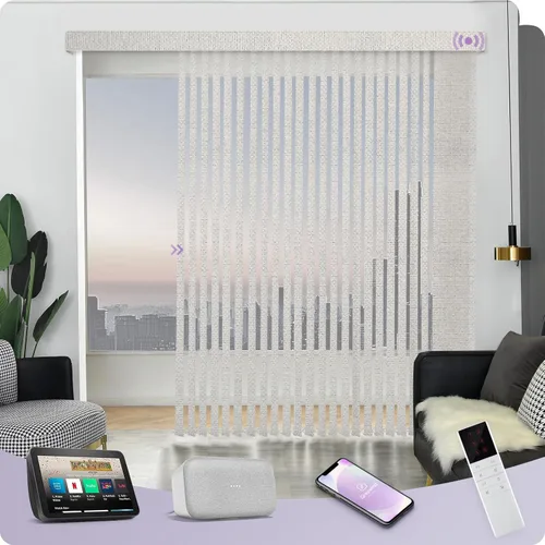 Vista 9 de Graywind Persianas verticales motorizadas compatibles con Alexa Google Privacidad reversibles opacas persianas verticales inteligentes control