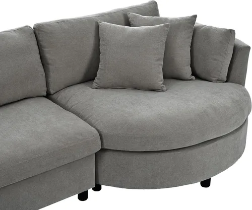 Vista 248 de Sofá modular de felpilla con tapicería en forma de L, sofá modular de 4 asientos con otomana extraíble y 5 almohadas para sala de estar, apartamento