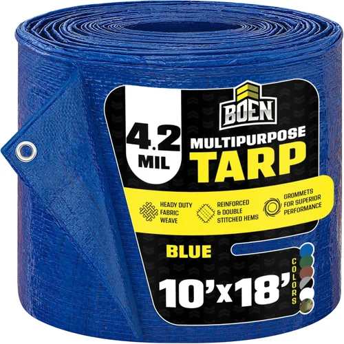Vista 15 de Cubierta impermeable de lona grande multiusos Azul, 10' x 10' 4.2 Mil de grosor Lonas a prueba de rasgaduras Material de tejido grueso Azul