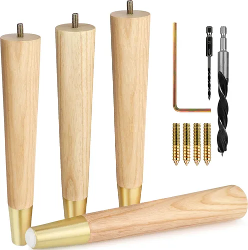 Vista 9 de Airy Abode Patas de madera de fresno prémium para muebles (kit de instalación completa): elige tu