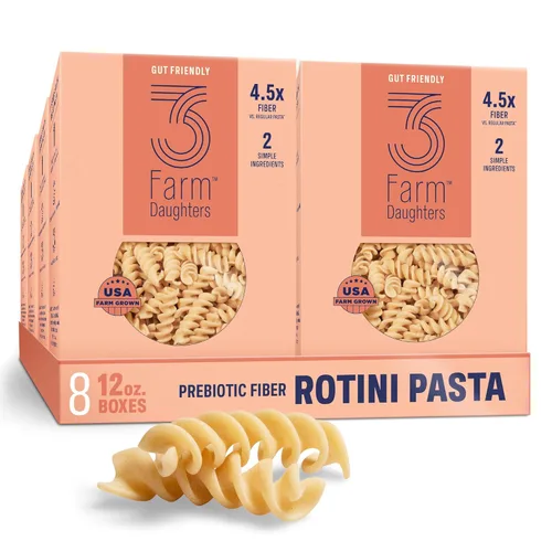 Vista 11 de Three Farm Daughters High Fiber Pasta Rotini Pack, Low GI, Non GMO Rotini Pasta Noodles, Low Net Carb, Made in the USA, 12 oz. (2 Pack)
