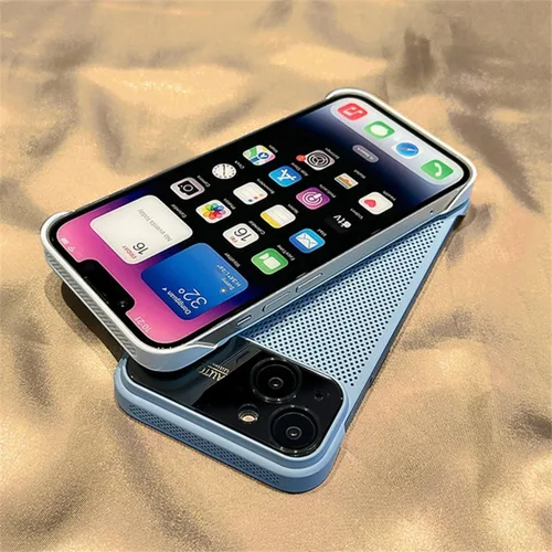 Vista 3 de Funda de teléfono con refrigeración de ventana grande sin bordes para iPhone 141312 ProMax, carcasa de disipación de calor galvanizada con 4000