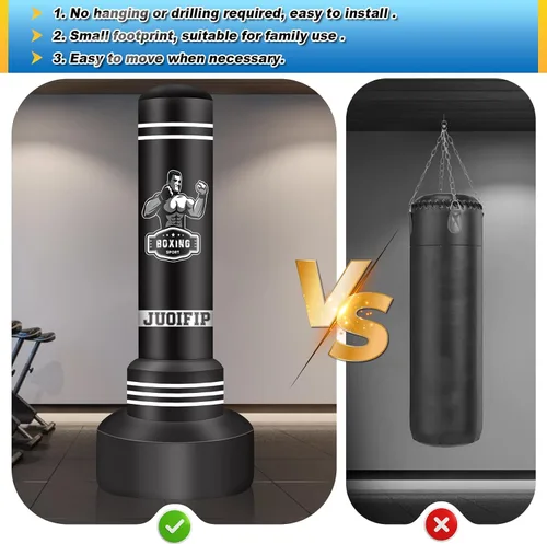 Vista 4 de Saco de boxeo independiente de 70 pulgadas para adultos, bolsa de boxeo con soporte, bolsa pesada con guantes de boxeo y bomba de aire eléctrica