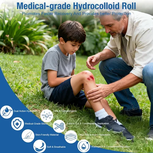 Vista 2 de Rollo hidrocoloide de grado médico para el cuidado de heridas – Vendaje hidrocoloide adhesivo de 2 pulgadas x 10 pies (9.8 ft), cortado a medida