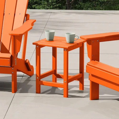 Vista 12 de Costaelm Mesas Laterales Cuadradas para Exteriores, Mesas de Patio Adirondack para Exteriores, Mesa Lateral de Patio de HDPE Resistente a