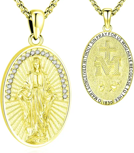 Eusense Collar con colgante de San MiguelSan CristóbalSan BenitoSan JudaVirgen María MilagrosaCrucifijo de JesúsSan JoséSan Antonio para hombres y