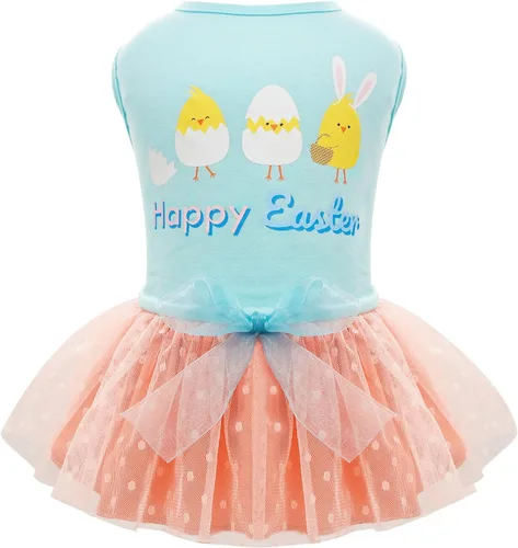 Vista 14 de cyeollo Vestido para perro para el día de San Valentín, ropa de vacaciones para perros con estampado de corazón, vestidos de tul para perros