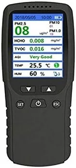 ATO Monitor de calidad de aire portátil, detector múltiple PM2.5/PM1.0/PM10, AQI, tormaldehído (HCHO), TVOC, temperatura y humedad, probador de alta