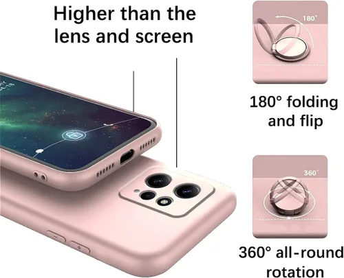 Vista 4 de Funda compatible con Redmi Note 12 4G con soporte de anillo rosa, funda para teléfono Xiaomi Redmi Note 12 4G, funda de silicona líquida con forro