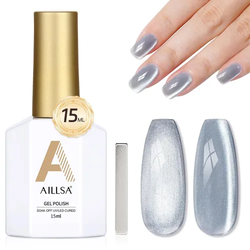 Vista 12 de AILLSA - Esmalte de uñas de gel de ojo de gato, purpurina nude, 0.5 onzas GF26 Desnudo