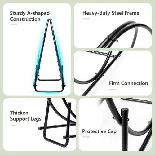 Vista 8 de COSTWAY 30 "Leña Log Rack Hoop Tubular Acero Madera Almacenamiento Titular para, Negro