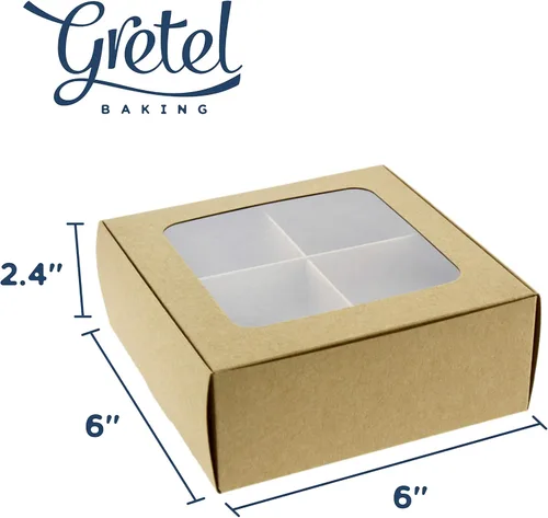 Vista 71 de 10 cajas de golosinas con ventana y divisores 9 compartimentos X-SMALL 5 x 5 x 1.57 pulgadas Cajas de dulces vacías para regalar, caja