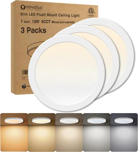 Vista 29 de Lámpara de techo de montaje empotrado de 5.4 pulgadas regulable con ETL CERT, luces LED blancas de 5000 K, lámpara de techo redonda ultrafina