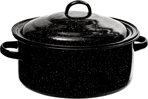 Millvado Olla de Caldo de Granito de 5 Cuartos, Olla de Sopa Antiadherente con Tapa, Utensilios de Cocina de Esmalte Moteado, Olla de Caldo Grande