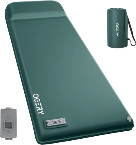 Vista 11 de OGERY Almohadilla de dormir autoinflable con bomba eléctrica, almohadilla de espuma viscoelástica ultra gruesa de 3.15 pulgadas, almohadilla