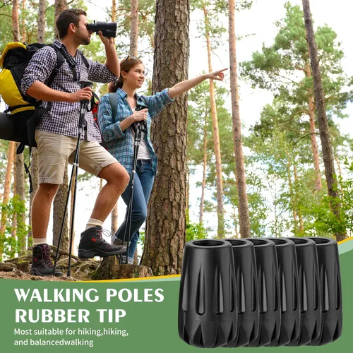 Vista 6 de Puntas de goma de repuesto duraderas para bastones de trekking, tapas universales antideslizantes para bastones de senderismo, accesorios de caña