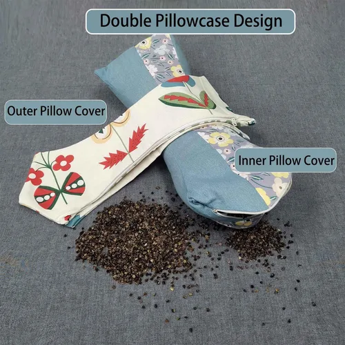 Vista 6 de Almohadas de trigo sarraceno para dormir, almohada de trigo sarraceno, almohada cervical lumbar, almohada redonda terapéutica para durmientes, dolor