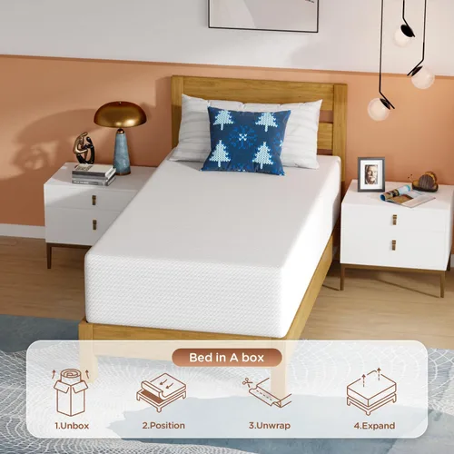 Vista 138 de PayLessHere Colchón matrimonial de espuma viscoelástica de gel de 12 pulgadas con tela suave transpirable y lavable, funda con cremallera, colchón