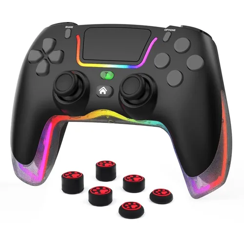 RALAN Black Wireless Controller Compatible with Playstation 4ProSlimfor PS4 Dualshock 4 Gamepad with Adjustable LED Lighting, 3.5mm Audio Jack and