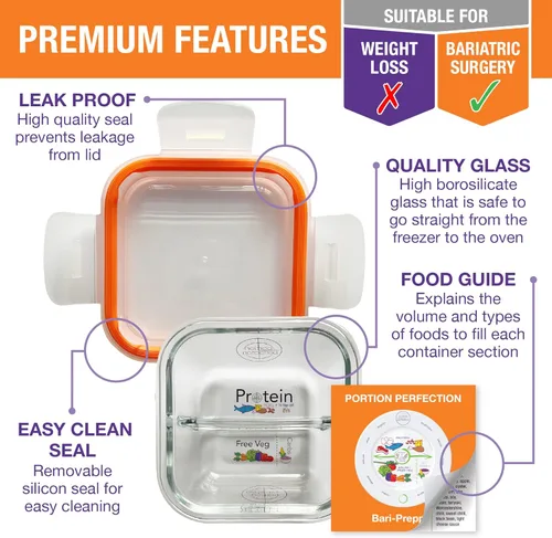 Vista 3 de Portion Perfection Bariatric Must Haves / 3 unidades de recipientes bariátricos para preparación de comidas bariátricas Recipientes reutilizables