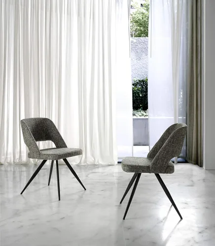 Vista 6 de Silla comedor tapizada en Tela y estructura de Patas en Acero epoxi Pintado