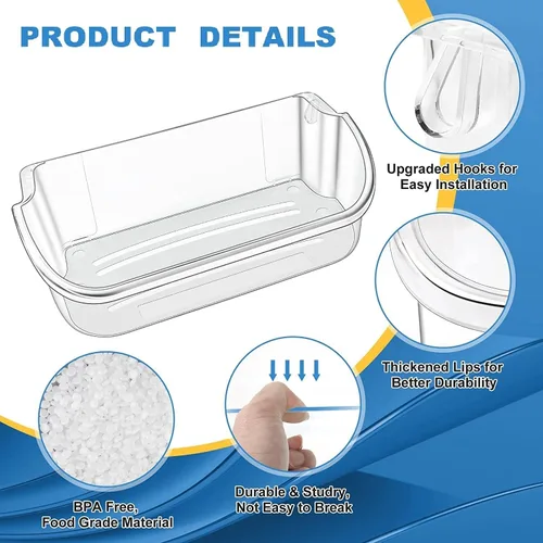 Vista 3 de [PAQUETE DE 2] Pieza de Repuesto MEJORADA 240356402 para Compartimento de Puerta de Refrigerador, Compatible con Estante de Puerta de Refrigerador