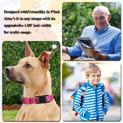 Vista 6 de Paquete de 2 soportes impermeables para collar de perro AirTag compatibles con Apple AirTag, soporte de silicona oculto para Airtag Tracker