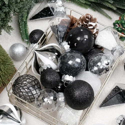 Vista 4 de Juego de Adornos de Bolas de Navidad, 34 piezas de adornos de Navidad de plástico transparente irrompibles para decoración colgante del árbol