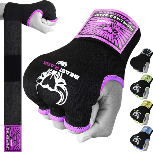 Vista 14 de BEAST RAGE Guantes interiores con vendas para manos, envoltura rápida, soporte largo de 36" en la muñeca, vendas para MMA, Muay Thai, entrenamiento