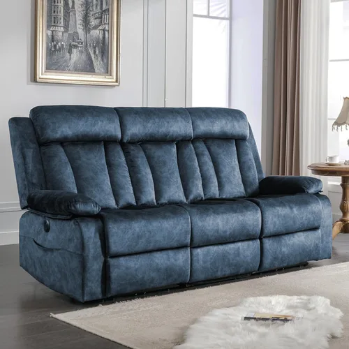 Vista 9 de GUEAPY Sofá reclinable con calor y masaje, sofá reclinable con mesa abatible, sofá reclinable de 3 plazas para sala de estar, asientos de cine