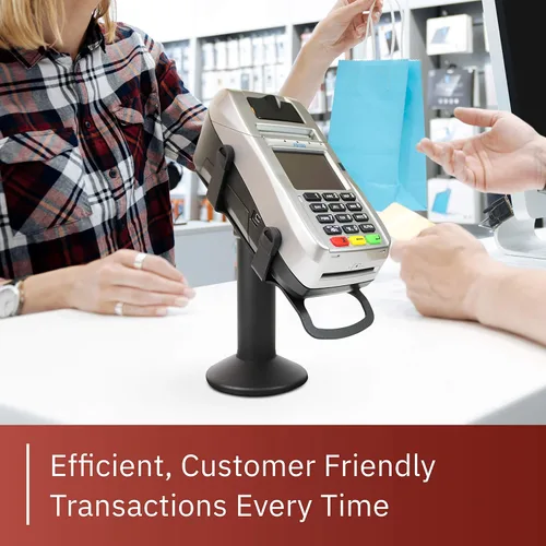 Vista 4 de First Data FD150 EMV Máquina terminal de tarjetas de crédito y soporte giratorio