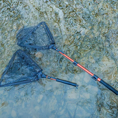 Vista 8 de Sougayilang Red de pesca Red de aterrizaje de peces, poste telescópico plegable plegable con mango de EVA, malla de material de nailon duradero