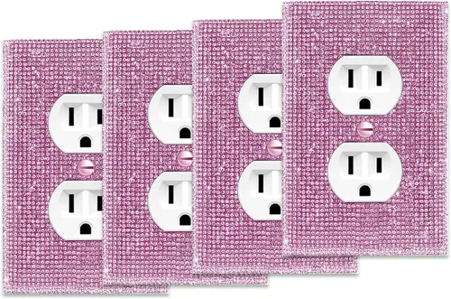 Vista 40 de Cubierta de interruptor de diamantes de imitación dorada brillante - Placa de interruptor de luz con purpurina