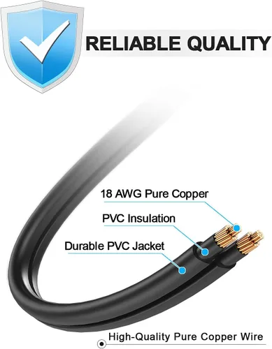 Vista 6 de Cable de alimentación de CA de 15 pies para PS5 PS4 PS3, Xbox One SX, Samsung TCL Roku Apple Toshiba Insignia LED LCD Smart TV, 2 clavijas