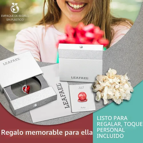 Vista 5 de Leafael - Collares para mujer, dije de corazón de amor infinito con cristales de piedra natal, cadena chapada en plata de 18 + 2 pulgadas, regalo