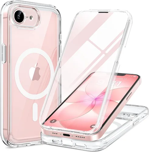 Vista 217 de Miracase Funda magnética para iPhone 14 de 6.1 pulgadas, protector de pantalla de vidrio templado integrado + protector de lente, compatible