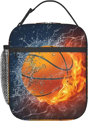 Bolsa de almuerzo con pelota de baloncesto para niños y niñas, reutilizable, aislada, bolsa de almuerzo portátil para niños, escuela, hombres,