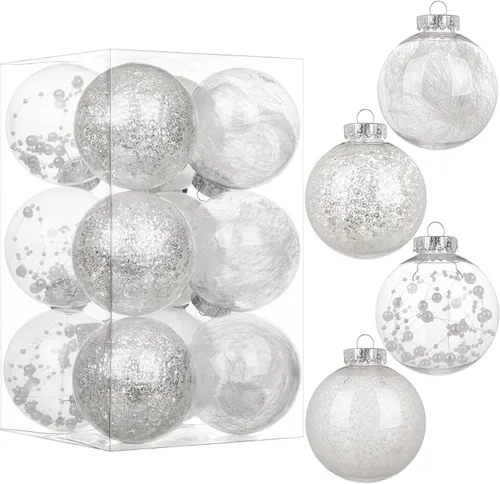 Vista 15 de Briful Bolas de Navidad de plástico transparente inastillables de 3.150 in/3.15 pulgadas, juego de bolas de Navidad decorativas transparentes