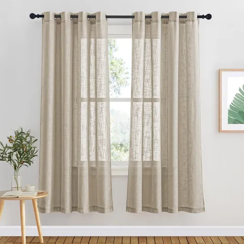 Vista 20 de Nicetown - Cortinas para puerta corredera transparentes de lino sintético de 100 pulgadas de ancho, para puerta de patio