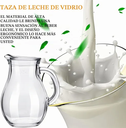 Vista 4 de Leinuosen 2 piezas Jarra de crema pequeña de vidrio con pico Jarra espumante de leche Jarra de vidrio elegante para café y té Jarra creativa