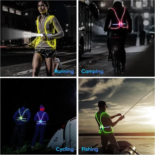 Vista 3 de LED Reflective Running Vest Lights for Runners, Running Lights with Front Light, Safety USB Rechargeable Reflective Night Lights For Men/Women