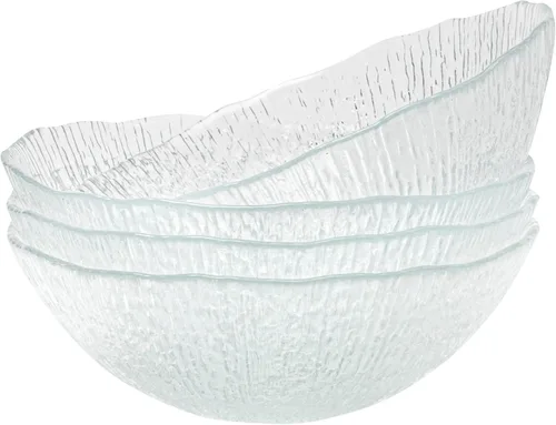Vikko Tazones de sopa, cuencos de ensalada de 6.25 pulgadas, cuencos de sopa de cristal, elegantes cuencos de vidrio texturizado, juego de 4, aptos